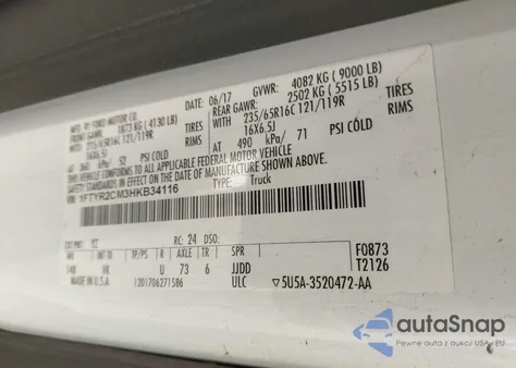 2017 Ford Transit-250 из США, поврежденный, VIN 1FTYR2CM3HKB34116